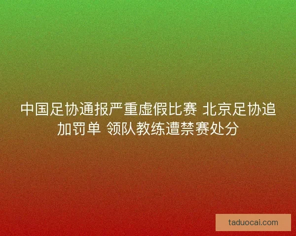 中国足协通报严重虚假比赛 北京足协追加罚单 领队教练遭禁赛处分